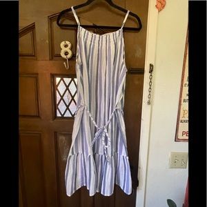 NWT Beachlunchlounge blue and white 100% cotton striped sun dress